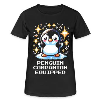 Penguin Companion | Cute Gamer Companion - Women's Breathable T-Shirt - black - Front - AI Model Female 172 light (172cm)