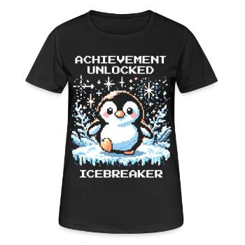 Réalisation du brise-glace | Penguin Gamer Humour - T-shirt respirant Femme - noir - Devant - AI Model Female 172 light (172cm)