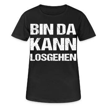 Bin da, kann losgehen - Frauen T-Shirt atmungsaktiv - Schwarz - Vorne - AI Model Female 172 light (172cm)
