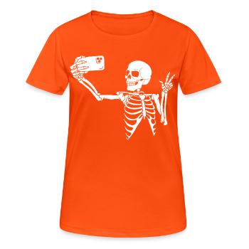 Ein letztes Selfie - Frauen T-Shirt atmungsaktiv - Neonorange - Vorne - AI Model Female 172 dark (172cm)