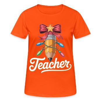 Geschenkidee für Lehrer zur Weihnachten - Frauen T-Shirt atmungsaktiv - Neonorange - Vorne - AI Model Female 172 dark (172cm)