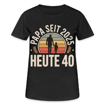 Papa Seit 2025 Heute 40 Vintage - Frauen T-Shirt atmungsaktiv - Schwarz - Vorne - AI Model Female 172 light (172cm)