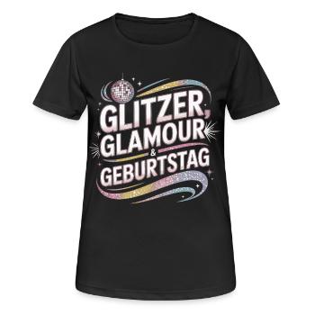 Motif d’anniversaire glamour scintillant - T-shirt respirant Femme - noir - Devant - AI Model Female 172 light (172cm)