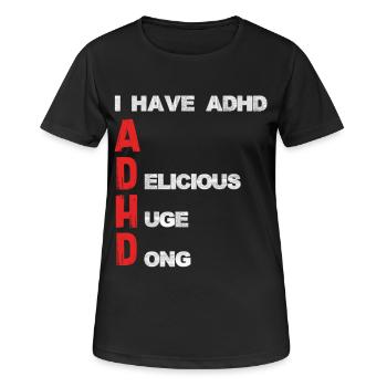 ADHD Schriftzug Vertikale Akzente - Frauen T-Shirt atmungsaktiv - Schwarz - Vorne - AI Model Female 172 light (172cm)