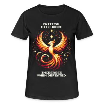 Les chances de coup critique augmentent après une défaite | RPG Roguelike - T-shirt respirant Femme - noir - Devant - AI Model Female 172 light (172cm)