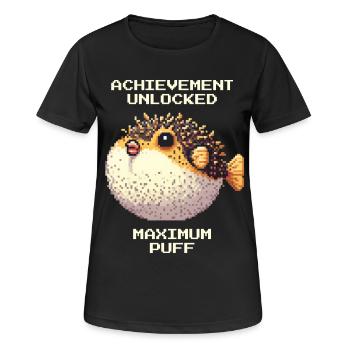 Erfolg: Maximales Aufplustern | Kugelfisch RPG - Frauen T-Shirt atmungsaktiv - Schwarz - Vorne - AI Model Female 172 light (172cm)