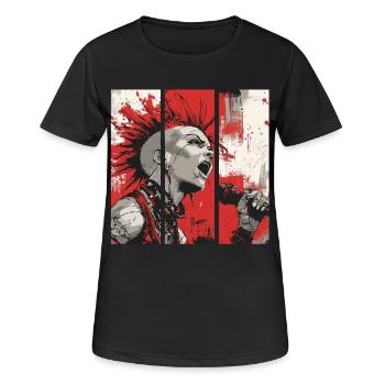 Punk Rebellion – Chanteur avec mohawk - T-shirt respirant Femme - noir - Devant - AI Model Female 172 light (172cm)