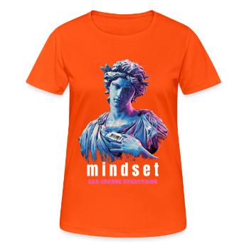 Mindset - Frauen T-Shirt atmungsaktiv - Neonorange - Vorne - AI Model Female 172 dark (172cm)
