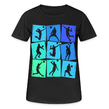 Volleyball Volleyballer Herren Kinder Jungen - Frauen T-Shirt atmungsaktiv - Schwarz - Vorne - AI Model Female 172 light (172cm)
