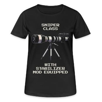 Classe de tireur d’élite | Téléobjectif avec stabilisateur - T-shirt respirant Femme - noir - Devant - AI Model Female 172 light (172cm)
