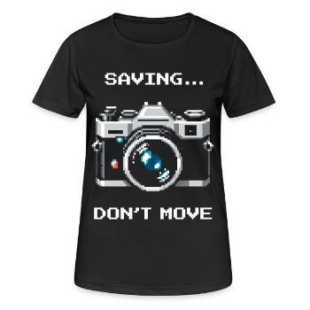 Speichern, nicht bewegen | Langzeitbelichtung - Frauen T-Shirt atmungsaktiv - Schwarz - Vorne - AI Model Female 172 light (172cm)