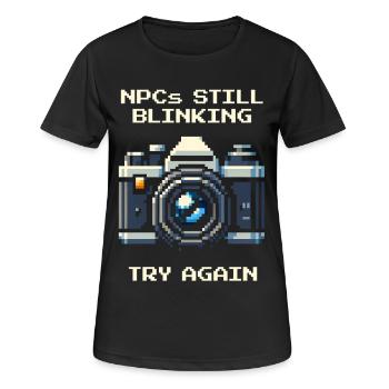 NPC is still blinking | Try again, portrait - Women's Breathable T-Shirt - black - Front - AI Model Female 172 light (172cm)