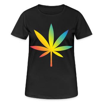 Cannabis / Marijuana / Hemp (Rainbow / History) - Women's Breathable T-Shirt - black - Front - AI Model Female 172 light (172cm)