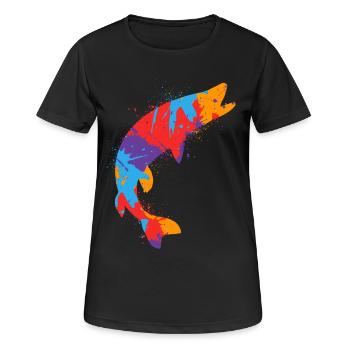 Pêche au brochet coloré Pêcheur de brochet - T-shirt respirant Femme - noir - Devant - AI Model Female 172 light (172cm)