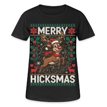 Weihnachten Rentier Illustration - Rote Nase, Elch - Frauen T-Shirt atmungsaktiv - Schwarz - Vorne - AI Model Female 172 light (172cm)