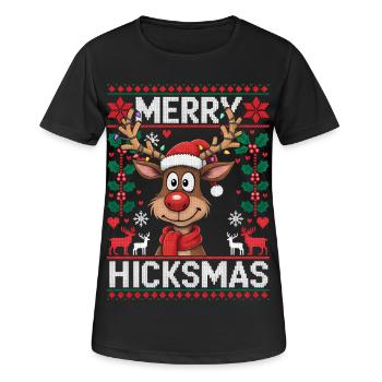 Rentier Rudolph Rote Nase - Weihnachtsgeschenk - Frauen T-Shirt atmungsaktiv - Schwarz - Vorne - AI Model Female 172 light (172cm)