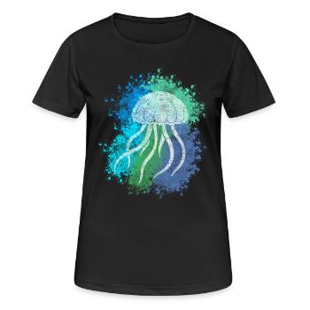 Zentangle-Qualle - Frauen T-Shirt atmungsaktiv - Schwarz - Vorne - AI Model Female 172 light (172cm)