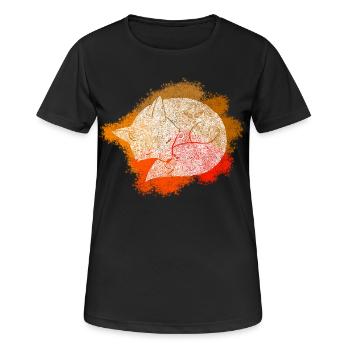 Zentangle Fuchs - Frauen T-Shirt atmungsaktiv - Schwarz - Vorne - AI Model Female 172 light (172cm)