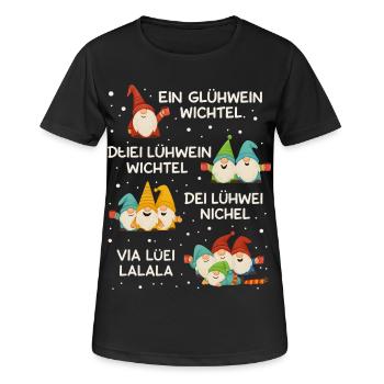 Fusselviecher Ein Glühwein, swei Glühwein Wichtel  - Frauen T-Shirt atmungsaktiv - Schwarz - Vorne - AI Model Female 172 light (172cm)