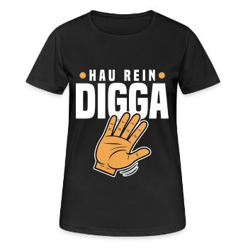 Hau Rein Digga - Frauen T-Shirt atmungsaktiv - Schwarz - Vorne - AI Model Female 172 light (172cm)