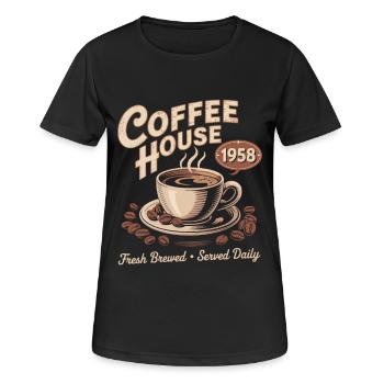 Publicité pour le café vintage - T-shirt respirant Femme - noir - Devant - AI Model Female 172 light (172cm)