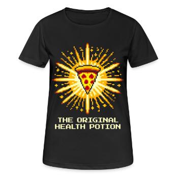 Original Healing Potion: Pizza | Gaming Food Humor - Women's Breathable T-Shirt - black - Front - AI Model Female 172 light (172cm)