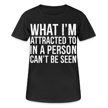 Was mich an einer Person anzieht, kann man nicht sehen - Frauen T-Shirt atmungsaktiv - Schwarz - Vorne - AI Model Female 172 light (172cm)