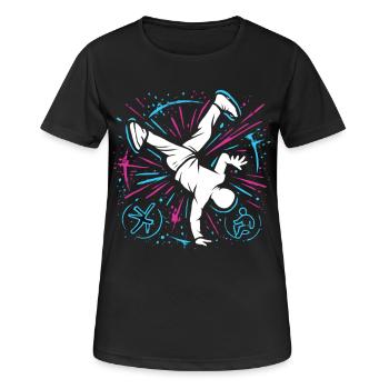 Breakdance Explosion – Danse streetstyle - T-shirt respirant Femme - noir - Devant - AI Model Female 172 light (172cm)