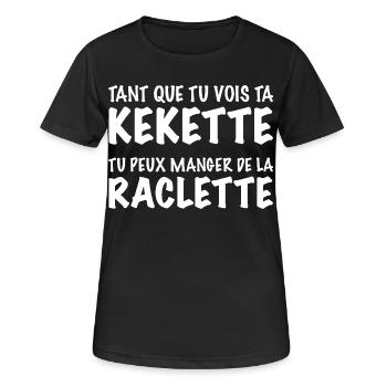 Humour Raclette Beauf Fan de Fromage Cadeau Drôle - T-shirt respirant Femme - noir - Devant - AI Model Female 172 light (172cm)