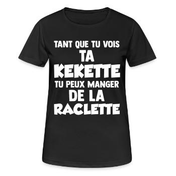 Humour Raclette Beauf Fromage idée Cadeau Drôle - T-shirt respirant Femme - noir - Devant - AI Model Female 172 light (172cm)