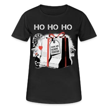 HO HO HO Frohe und SICHERE Weihnachten - Frauen T-Shirt atmungsaktiv - Schwarz - Vorne - AI Model Female 172 light (172cm)