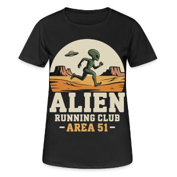 Lustige Area 51 Alien UFO Laufläufer - Frauen T-Shirt atmungsaktiv - Schwarz - Vorne - AI Model Female 172 light (172cm)