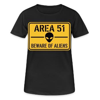 Drôle Méfiez-vous des extraterrestres Zone 51 OVNI - T-shirt respirant Femme - noir - Devant - AI Model Female 172 light (172cm)