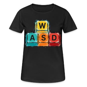 WASD Gaming Tasten - Frauen T-Shirt atmungsaktiv - Schwarz - Vorne - AI Model Female 172 light (172cm)