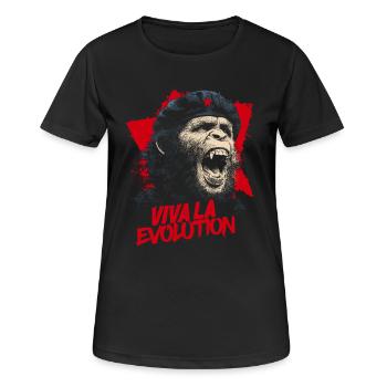 Viva La Evolution - Frauen T-Shirt atmungsaktiv - Schwarz - Vorne - AI Model Female 172 light (172cm)