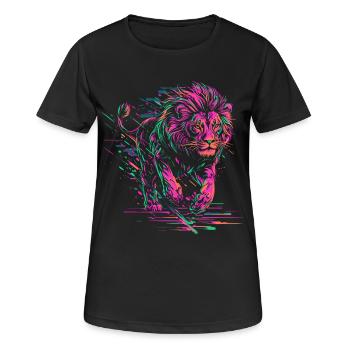 Lion Running Lion Head Colorful Predator Animal Wild - Women's Breathable T-Shirt - black - Front - AI Model Female 172 light (172cm)