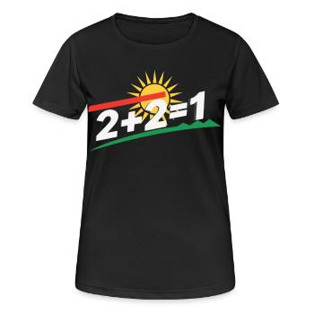 Sonnenlogo 2+2=1 Statement, kurdistan - Frauen T-Shirt atmungsaktiv - Schwarz - Vorne - AI Model Female 172 light (172cm)