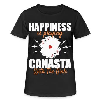 Canasta Glück: Mit den Mädels Karten spielen - Frauen T-Shirt atmungsaktiv - Schwarz - Vorne - AI Model Female 172 light (172cm)
