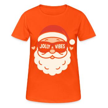 Jolly Vibes Weihnachtsmann Familie Weihnachtsspaß - Frauen T-Shirt atmungsaktiv - Neonorange - Vorne - AI Model Female 172 dark (172cm)