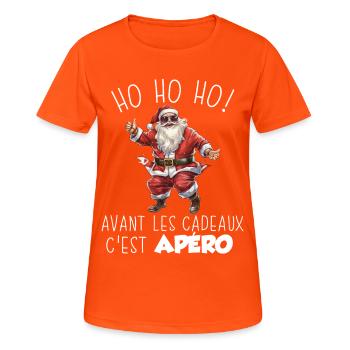 Hässlicher Pullover Weihnachtshumor Weihnachtsmann Aperitif Geschenk - Frauen T-Shirt atmungsaktiv - Neonorange - Vorne - AI Model Female 172 dark (172cm)
