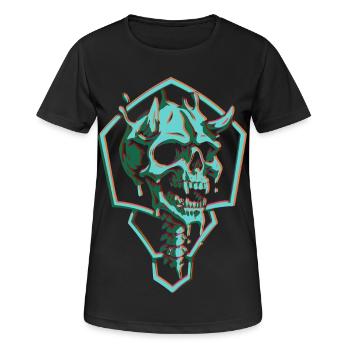 Neon Totenschädel im Sechseck - Frauen T-Shirt atmungsaktiv - Schwarz - Vorne - AI Model Female 172 light (172cm)