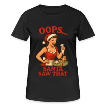 Oops Santa Saw That - Frauen T-Shirt atmungsaktiv - Schwarz - Vorne - AI Model Female 172 light (172cm)