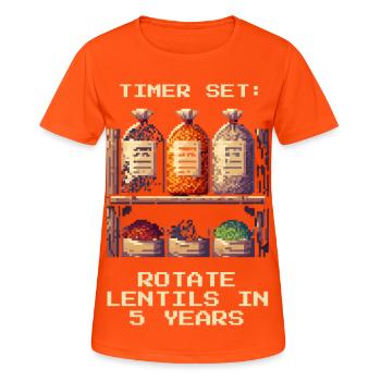 Timer Set | Rotate lenses in 5 years - Women's Breathable T-Shirt - neon orange - Front - AI Model Female 172 dark (172cm)