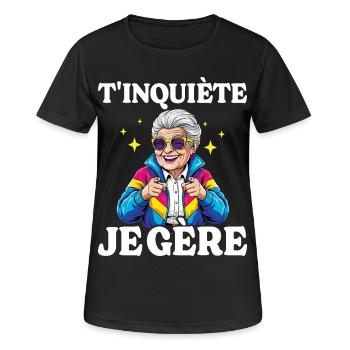 Oma, mach dir keine Sorgen, ich schaffe das Oma - Frauen T-Shirt atmungsaktiv - Schwarz - Vorne - AI Model Female 172 light (172cm)