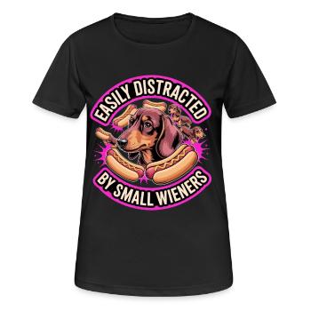 Facilement distrait par de petites saucisses fumées inusables - T-shirt respirant Femme - noir - Devant - AI Model Female 172 light (172cm)