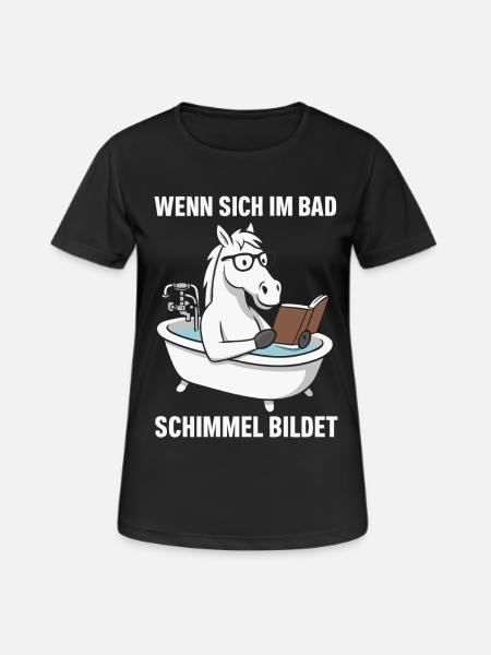 Badlesendes Pferd mit Schimmelwitz - Frauen T-Shirt atmungsaktiv - Schwarz