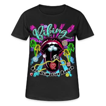 Biking - Frauen T-Shirt atmungsaktiv - Schwarz - Vorne - AI Model Female 172 light (172cm)