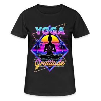 Neon Yoga Gratitude Retro - Women's Breathable T-Shirt - black - Front - AI Model Female 172 light (172cm)