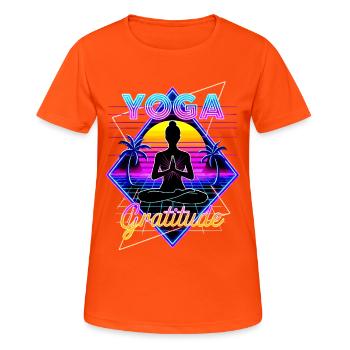 Neon Yoga Gratitude Retro - Women's Breathable T-Shirt - neon orange - Front - AI Model Female 172 dark (172cm)