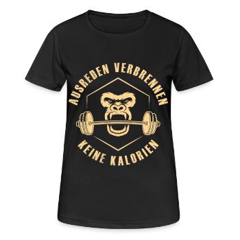 Kraftsport AUSREDEN VERBRENNEN KEINE KALORIEN - Frauen T-Shirt atmungsaktiv - Schwarz - Vorne - AI Model Female 172 light (172cm)